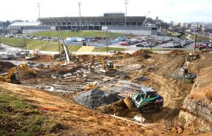 Construction continues on parking garage near J.W. Ruby Hospital